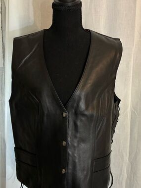 Milwaukee leather performance Men's Black biker  Vest with Side Lacing Sz XL